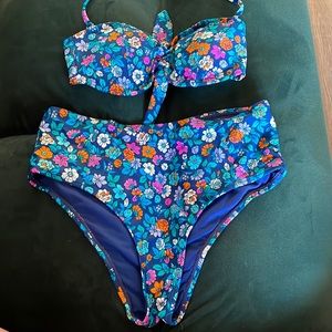 A pair of top + bottom bikini